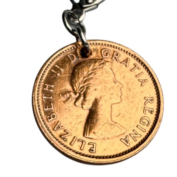 Canadian Penny Pierced Dangling Earrings Repro of 1956 Copper Currency - Picture 2 of 5
